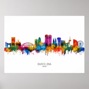 Barcelona Spain Skyline Poster