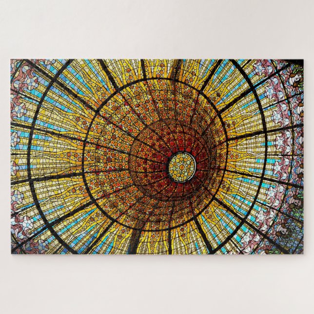 Barcelona Spain Stained Glass Travel Photo Jigsaw Puzzle (Horizontal)