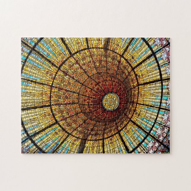 Barcelona Spain Stained Glass Travel Photo Jigsaw Puzzle (Horizontal)
