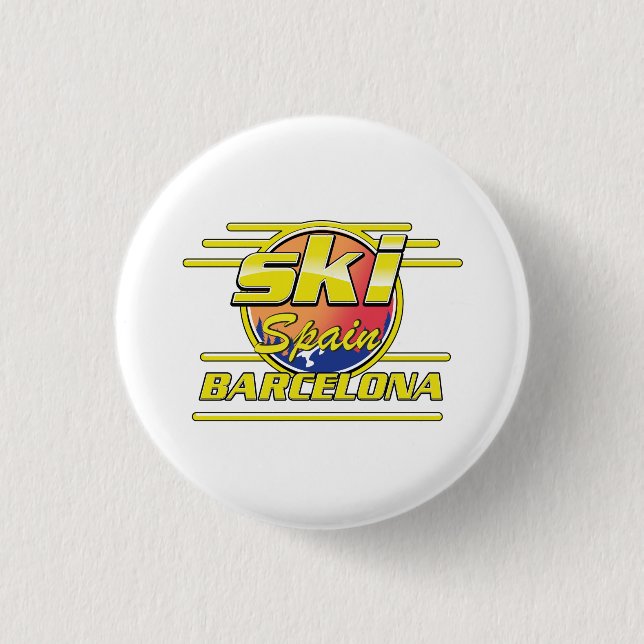 Barcelona Spain to Ski logo 3 Cm Round Badge (Front)