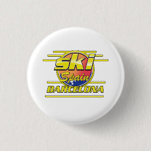 Barcelona Spain to Ski logo 3 Cm Round Badge