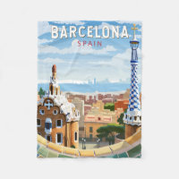Barcelona Spain Travel Art Vintage