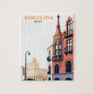barcelona spain Travel Art Vintage Jigsaw Puzzle