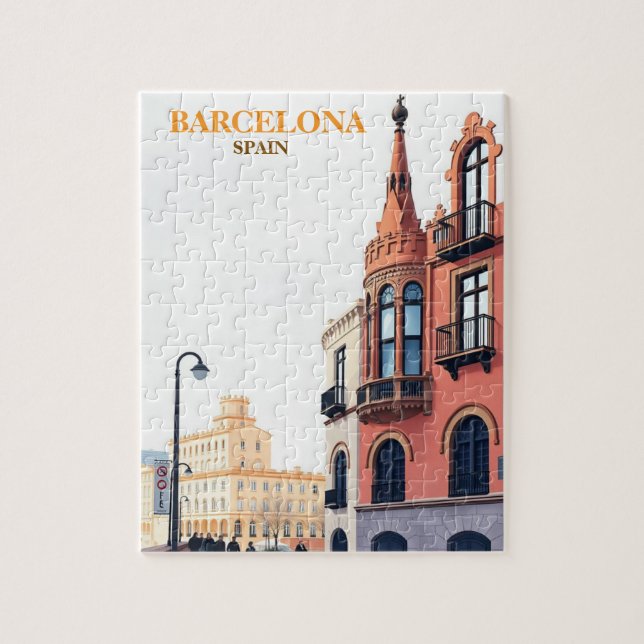 barcelona spain Travel Art Vintage Jigsaw Puzzle (Vertical)
