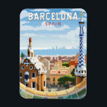 Barcelona Spain Travel Art Vintage Magnet<br><div class="desc">Barcelona retro vector travel design. Barcelona,  the cosmopolitan capital of Spain’s Catalonia region,  is known for its art and architecture.</div>