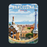 Barcelona Spain Travel Art Vintage Magnet<br><div class="desc">Barcelona retro vector travel design. Barcelona,  the cosmopolitan capital of Spain’s Catalonia region,  is known for its art and architecture.</div>