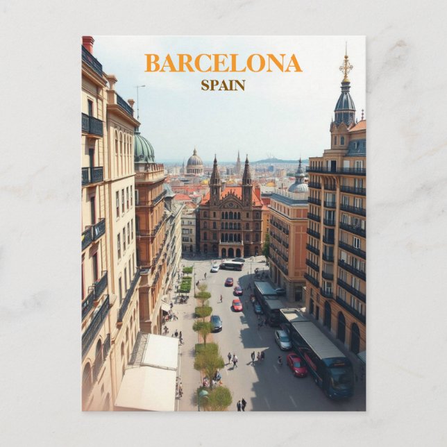 barcelona spain Travel Art Vintage Postcard (Front)