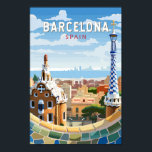 Barcelona Spain Travel Art Vintage Poster<br><div class="desc">Barcelona retro vector travel design. Barcelona,  the cosmopolitan capital of Spain’s Catalonia region,  is known for its art and architecture.</div>