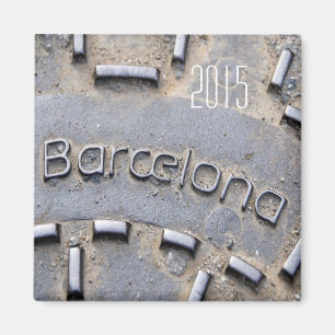 Barcelona Spain Travel Fridge Magnet Change Year