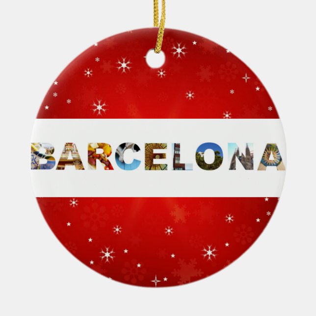 Barcelona Spain Travel Photos Christmas Ceramic Ornament (Front)
