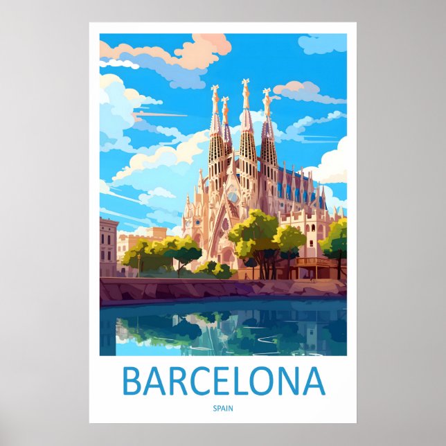 Barcelona Spain Travel Poster 3 (Front)