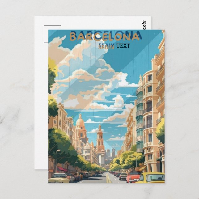 Barcelona Spain Travel Travel Poster Design  Postcard (Front/Back)
