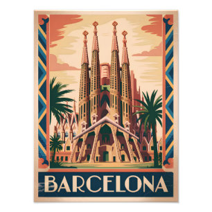 Barcelona Spain vintage Photo Print