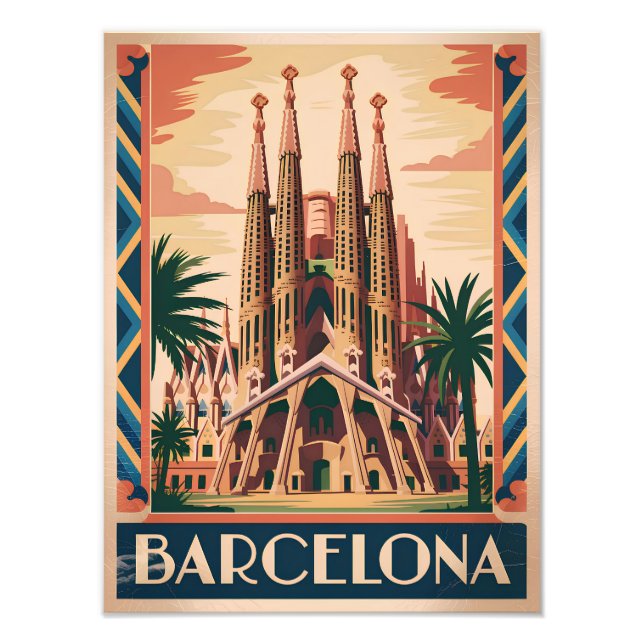 Barcelona Spain vintage Photo Print (Front)