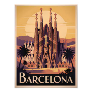 Barcelona Spain vintage Photo Print