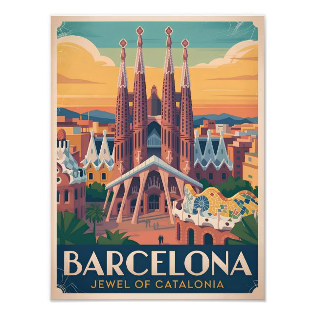 Barcelona Spain vintage Photo Print (Front)