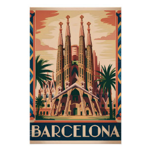 Barcelona Spain vintage Poster
