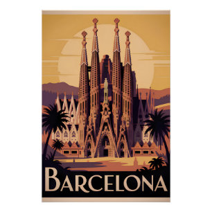 Barcelona Spain vintage Poster