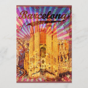 Barcelona, Spain, Vintage poster Invitation