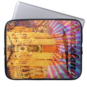 Barcelona, Spain, Vintage poster Laptop Sleeve