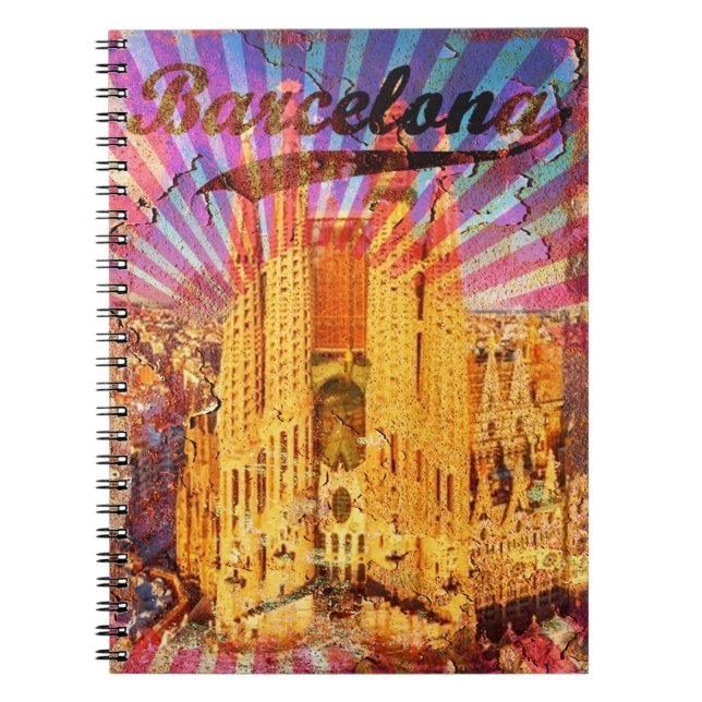 Barcelona, Spain, Vintage poster Notebook (Front)
