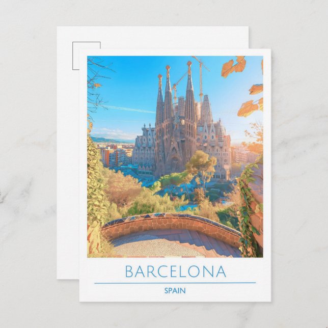 Barcelona Spain Vintage Travel  Postcard (Front/Back)
