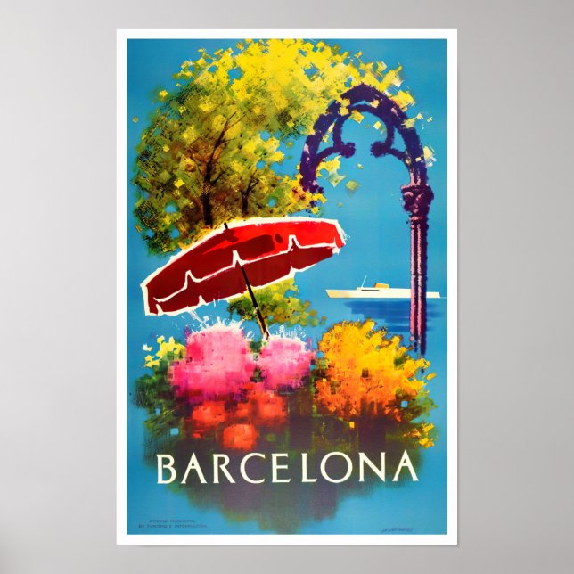 Barcelona Spain vintage travel Poster (Front)