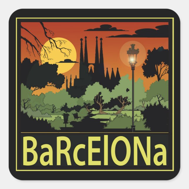 Barcelona Square Stickers, Glossy Sticker (Front)