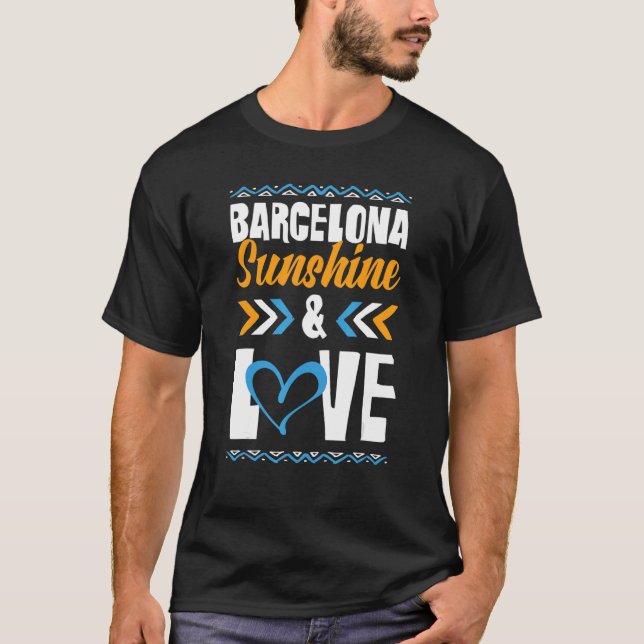 Barcelona Sunshine Love Party Vacation Quote T-Shirt (Front)
