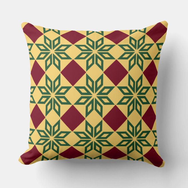Barcelona tile green star on yellow cushion (Front)