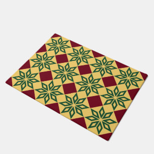 Barcelona tile green star on yellow doormat