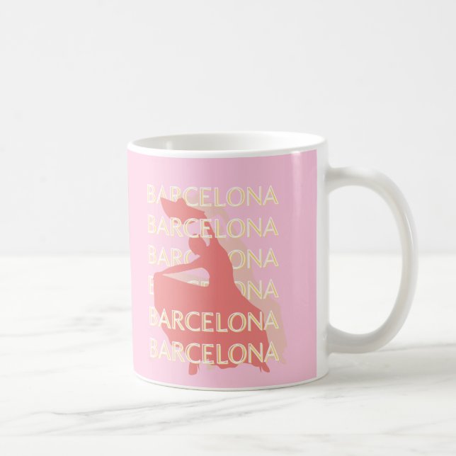 Barcelona Travel Art, Pink, Pastel Coffee Mug (Right)
