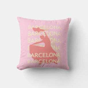 Barcelona Travel Art, Pink, Pastel Cushion