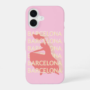 Barcelona Travel Art, Pink, Pastel iPhone 16 Case