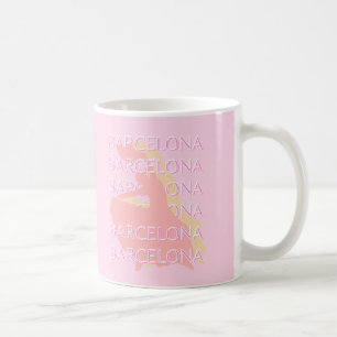 Barcelona Travel Art, Spain Art, Pink, Pastel Coffee Mug
