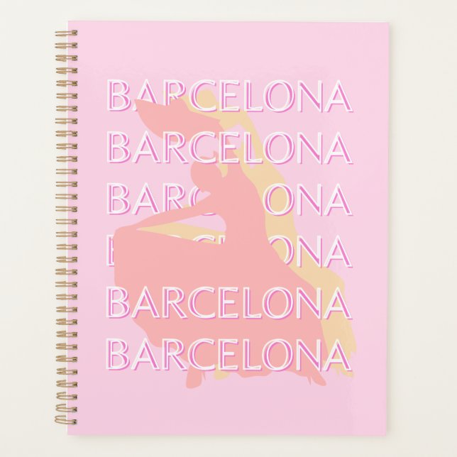 Barcelona Travel Art, Spain Art, Pink, Pastel Planner (Front)
