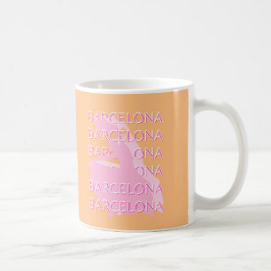 Barcelona Travel Art, Spain, Orange, Pink Coffee Mug