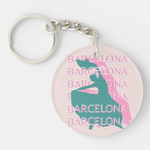 Barcelona Travel Art, Spain, Travel Art Key Ring