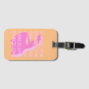 Barcelona Travel Art, Spain Travel Art, Orange Luggage Tag