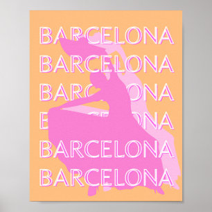 Barcelona Travel Art, Spain Travel Art, Orange Poster
