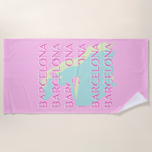 Barcelona Travel Art, Spain Travel Art, Pink Beach Towel