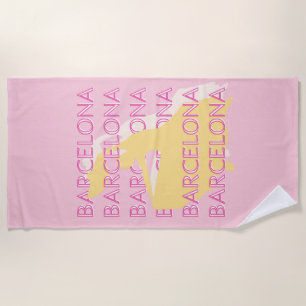 Barcelona Travel Art, Spain, Travel Art, Pink Beach Towel