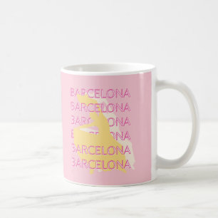 Barcelona Travel Art, Spain, Travel Art, Pink Coffee Mug