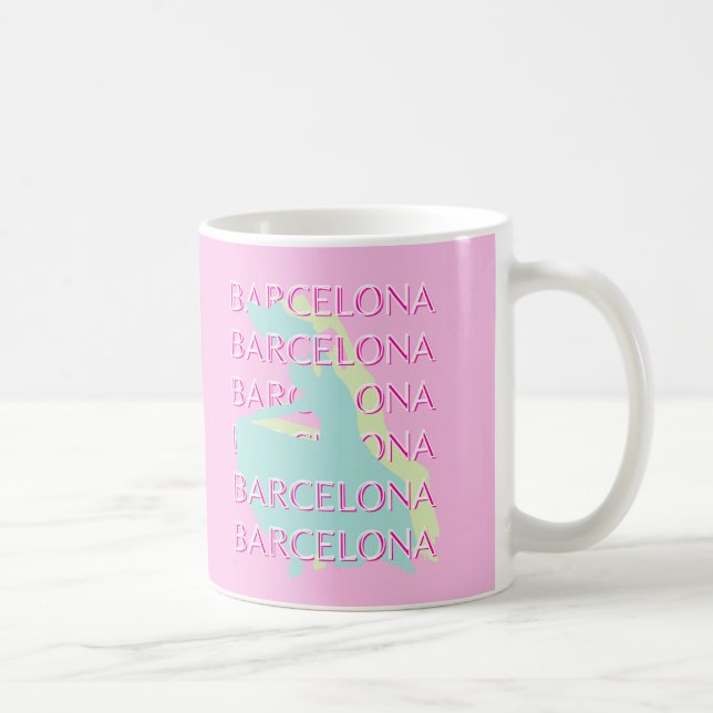 Barcelona Travel Art, Spain Travel Art, Pink Coffee Mug (Right)
