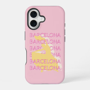 Barcelona Travel Art, Spain, Travel Art, Pink iPhone 16 Case