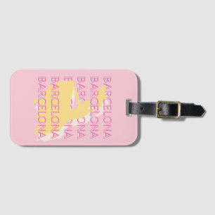 Barcelona Travel Art, Spain, Travel Art, Pink Luggage Tag