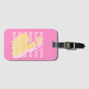 Barcelona Travel Art, Spain, Travel Art, Pink Luggage Tag