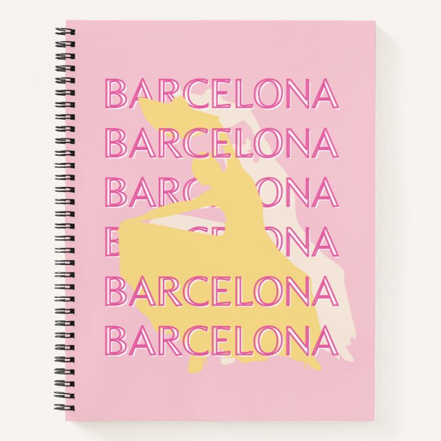 Barcelona Travel Art, Spain, Travel Art, Pink Notebook (Front)