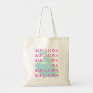 Barcelona Travel Art, Spain Travel Art, Pink Tote Bag