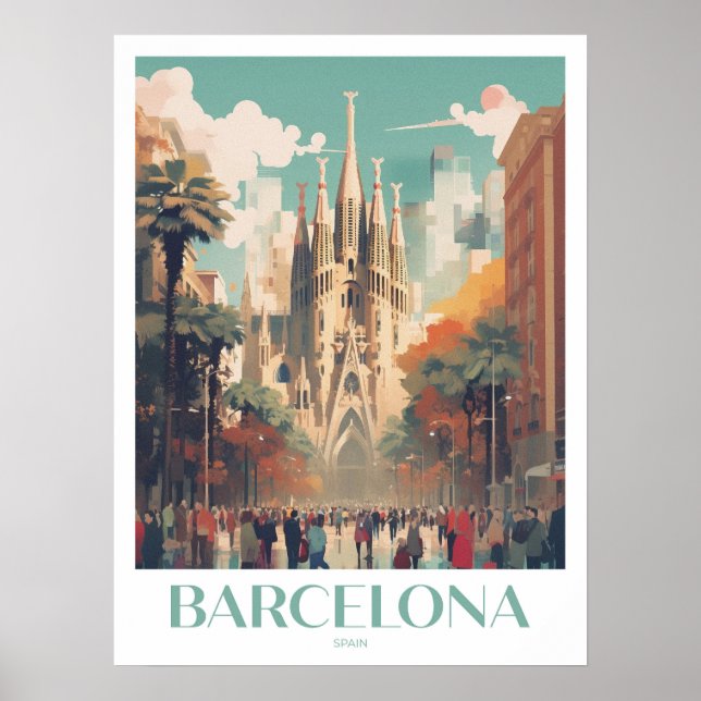 Barcelona Travel Print Wall Art (Front)